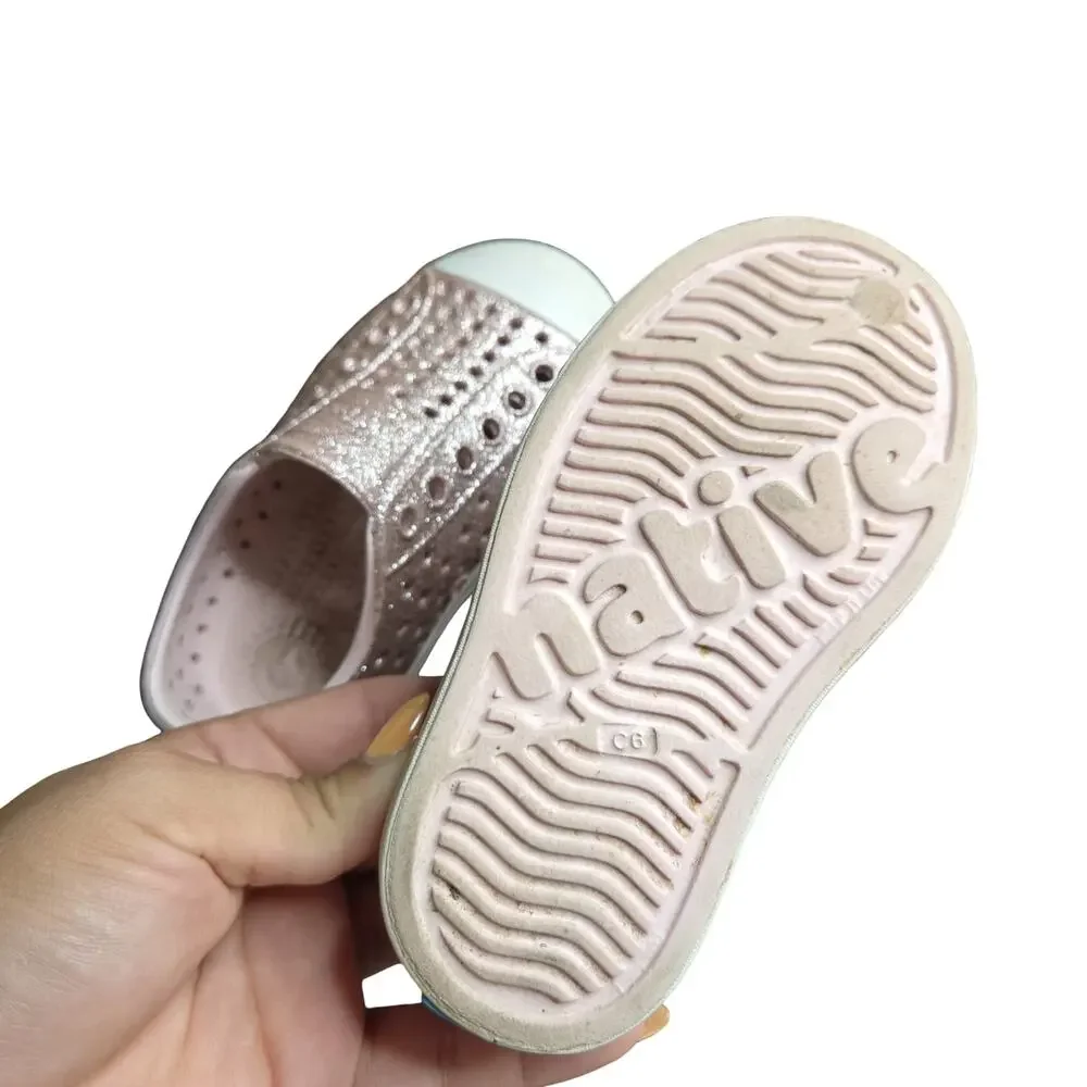 Native Pink Glitter Slip-On Shoes Size: 6